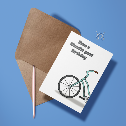 Wenskaart verjaardag - Wheelie good birthday