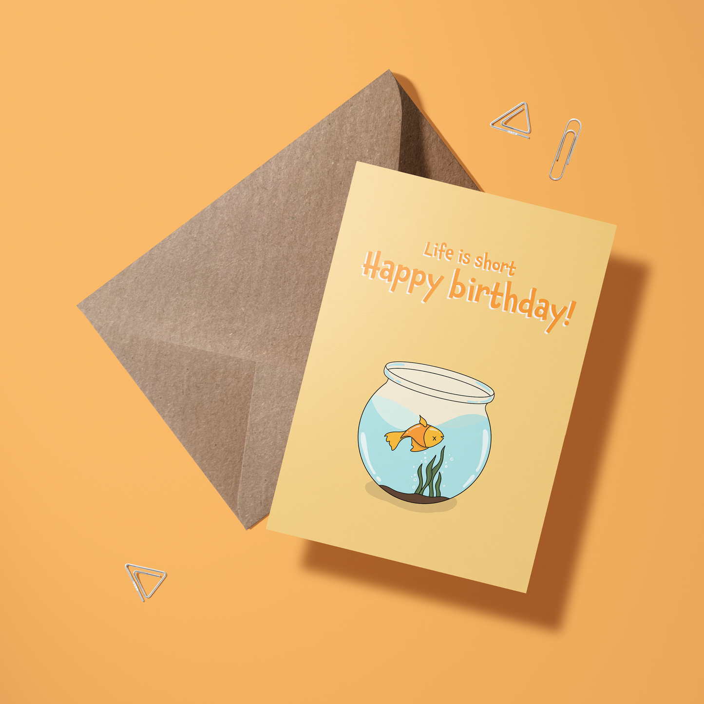 Wenskaart verjaardag - Life is short - goudvis