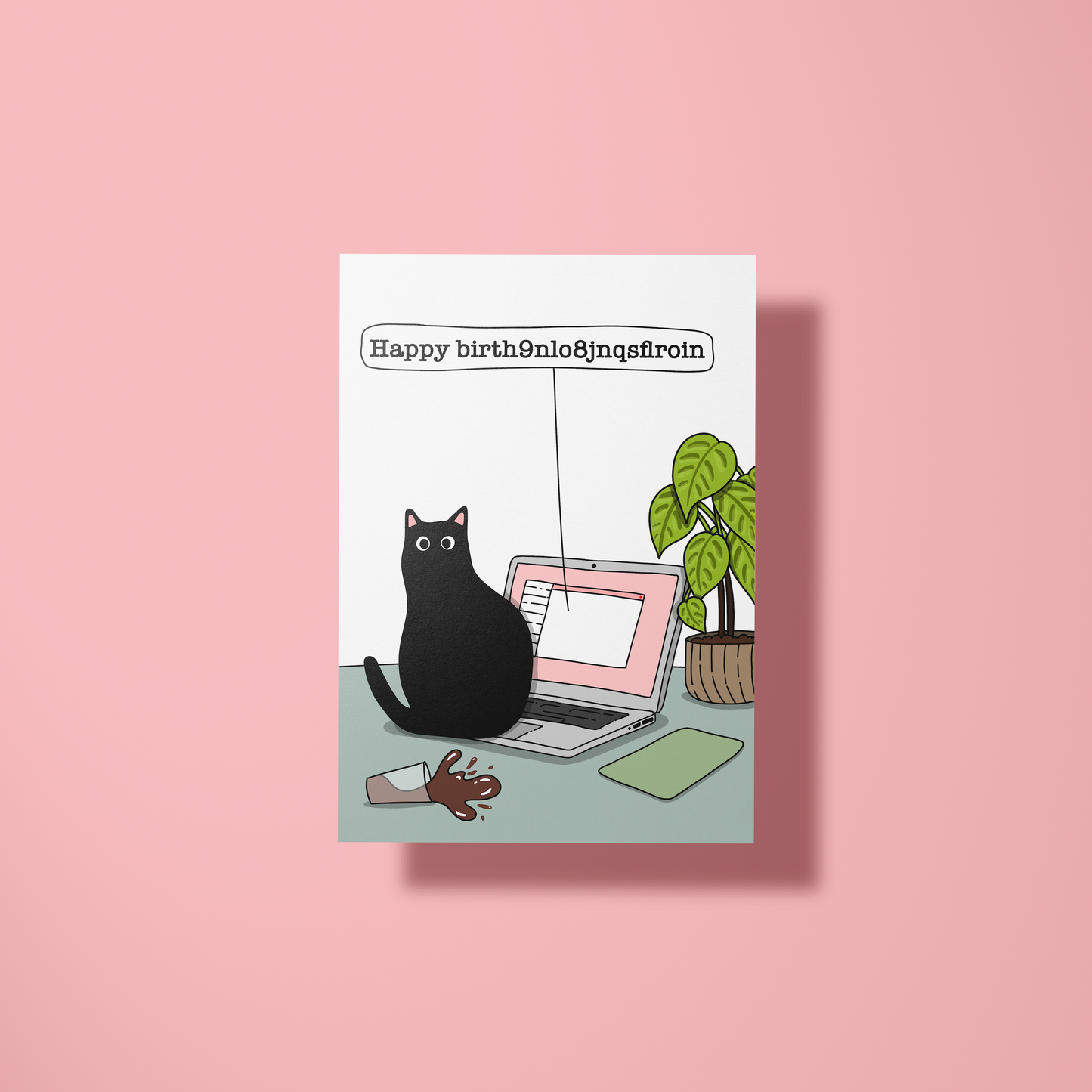 Wenskaart verjaardag - Kat toetsenbord