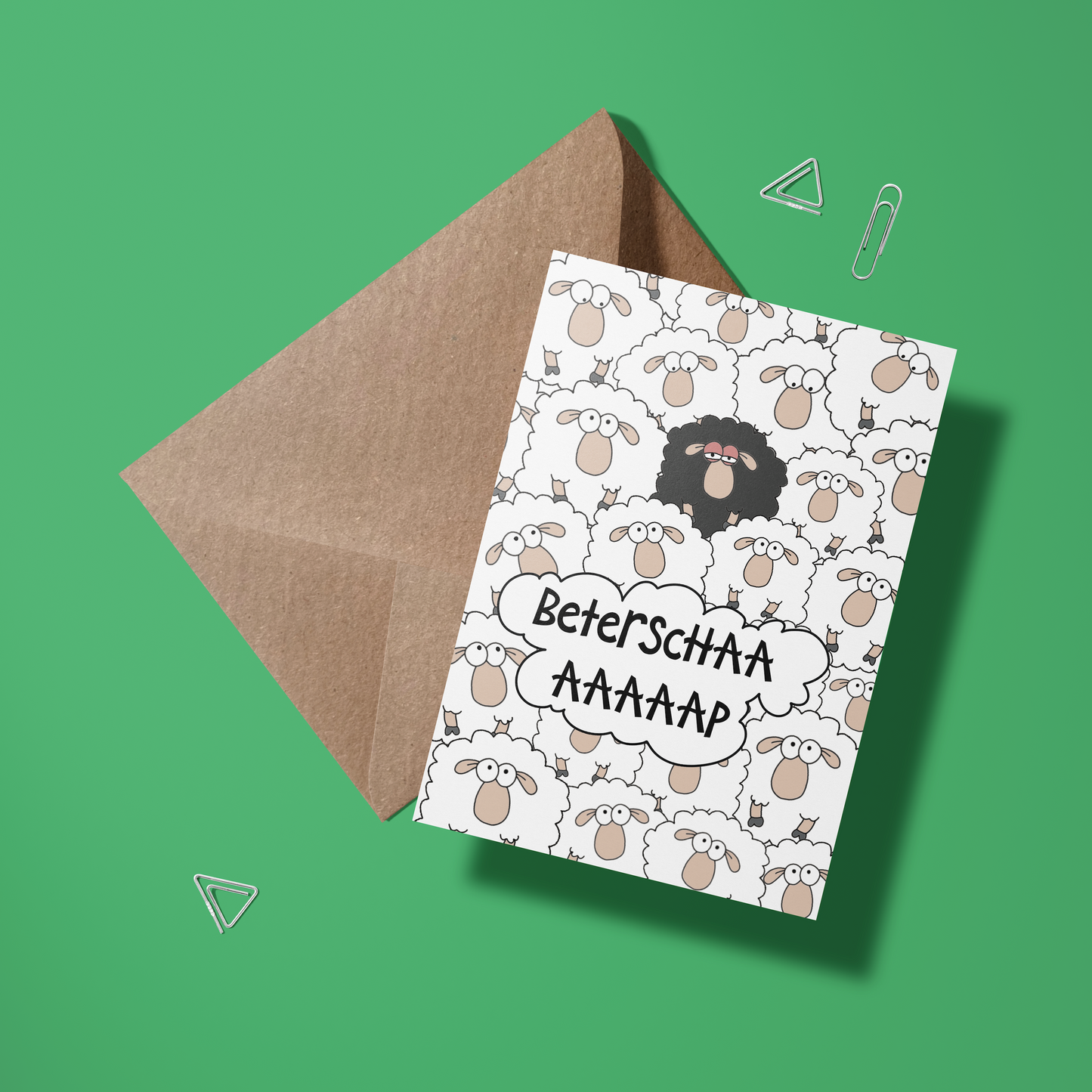 Wenskaart beterschap - Zwart schaap