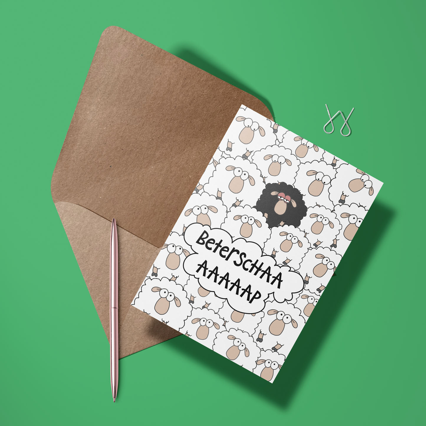 Wenskaart beterschap - Zwart schaap