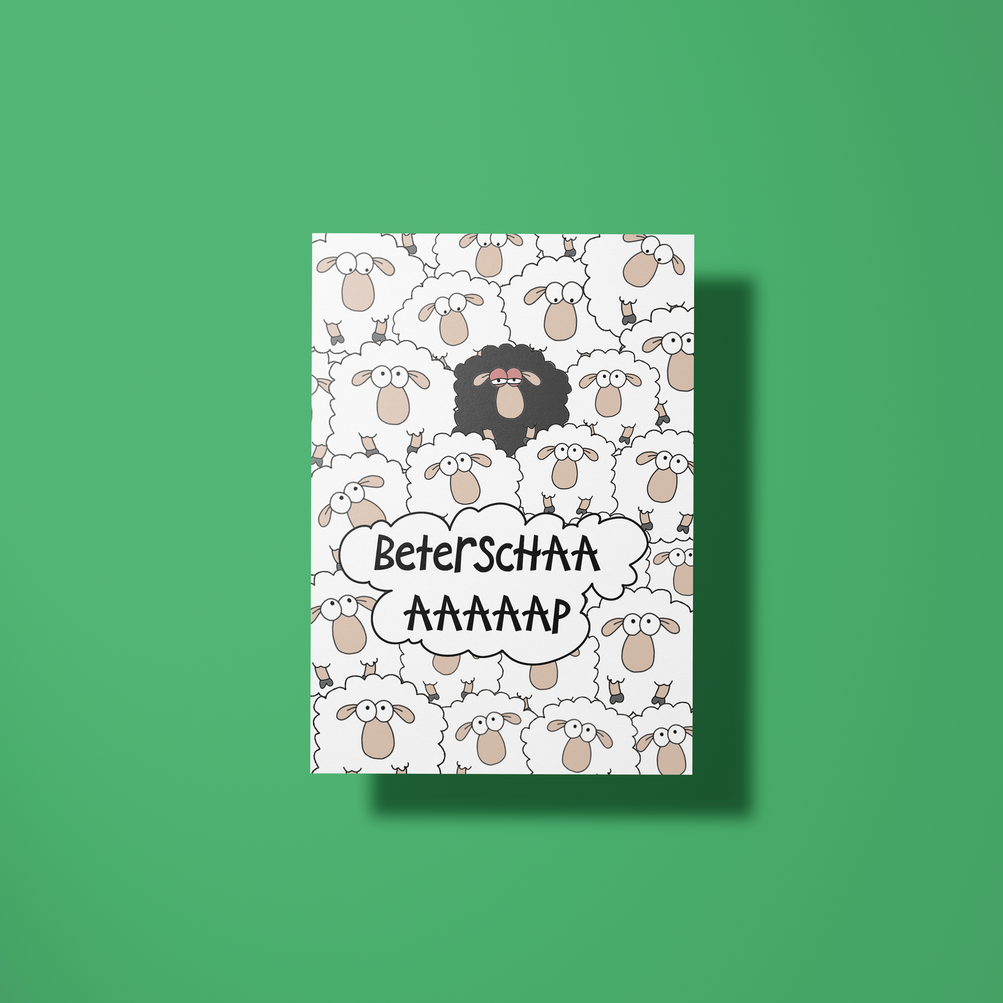Wenskaart beterschap - Zwart schaap