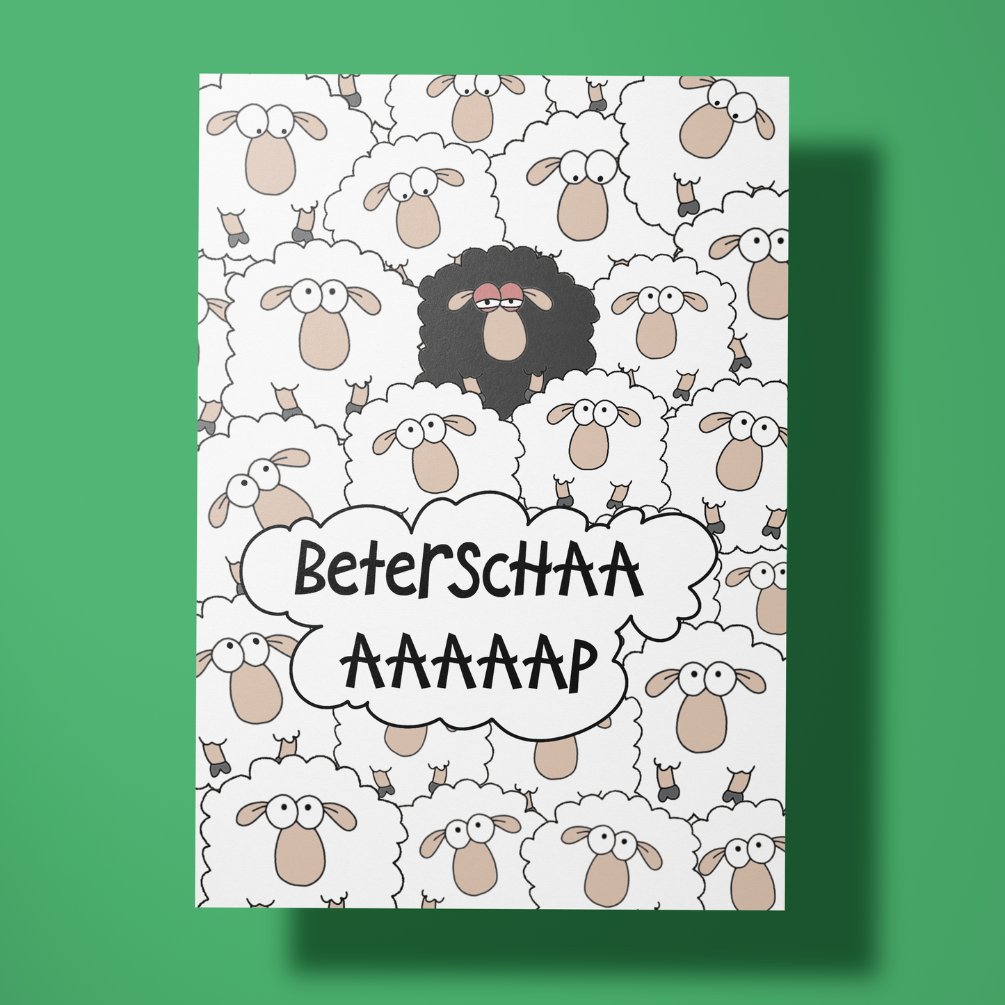 Wenskaart beterschap - Zwart schaap