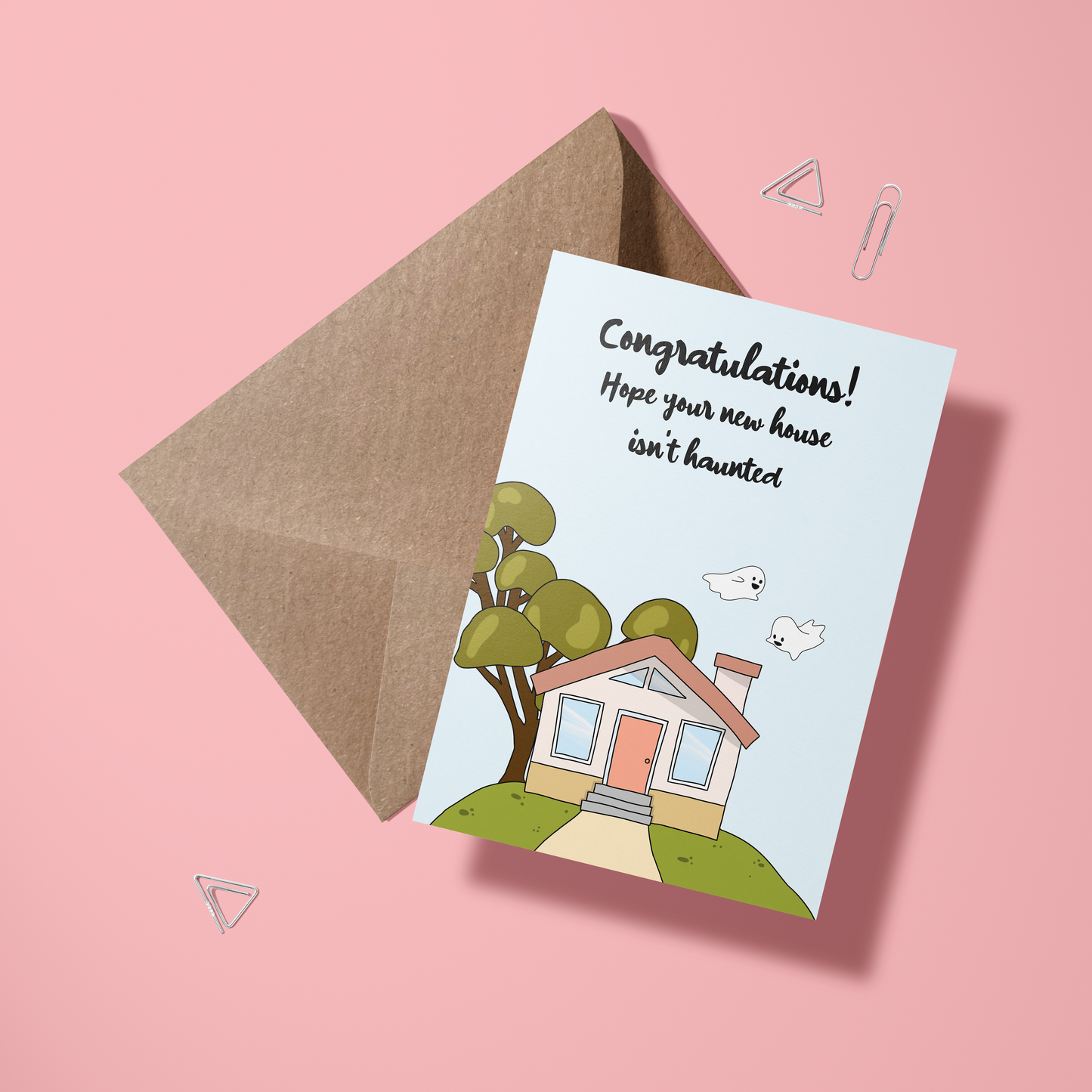 Wenskaart Nieuwe woonst - Haunted house