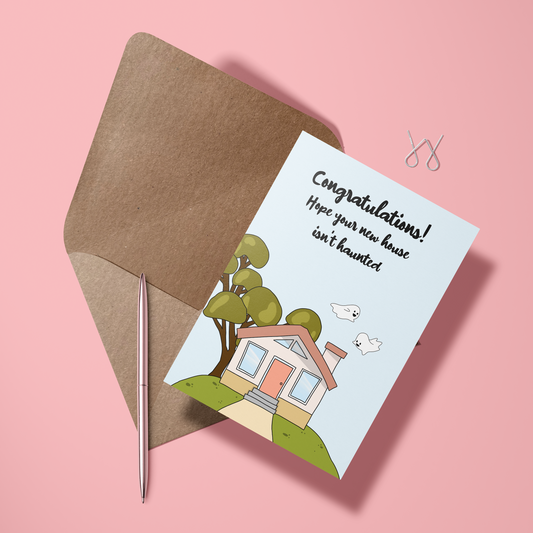 Wenskaart Nieuwe woonst - Haunted house