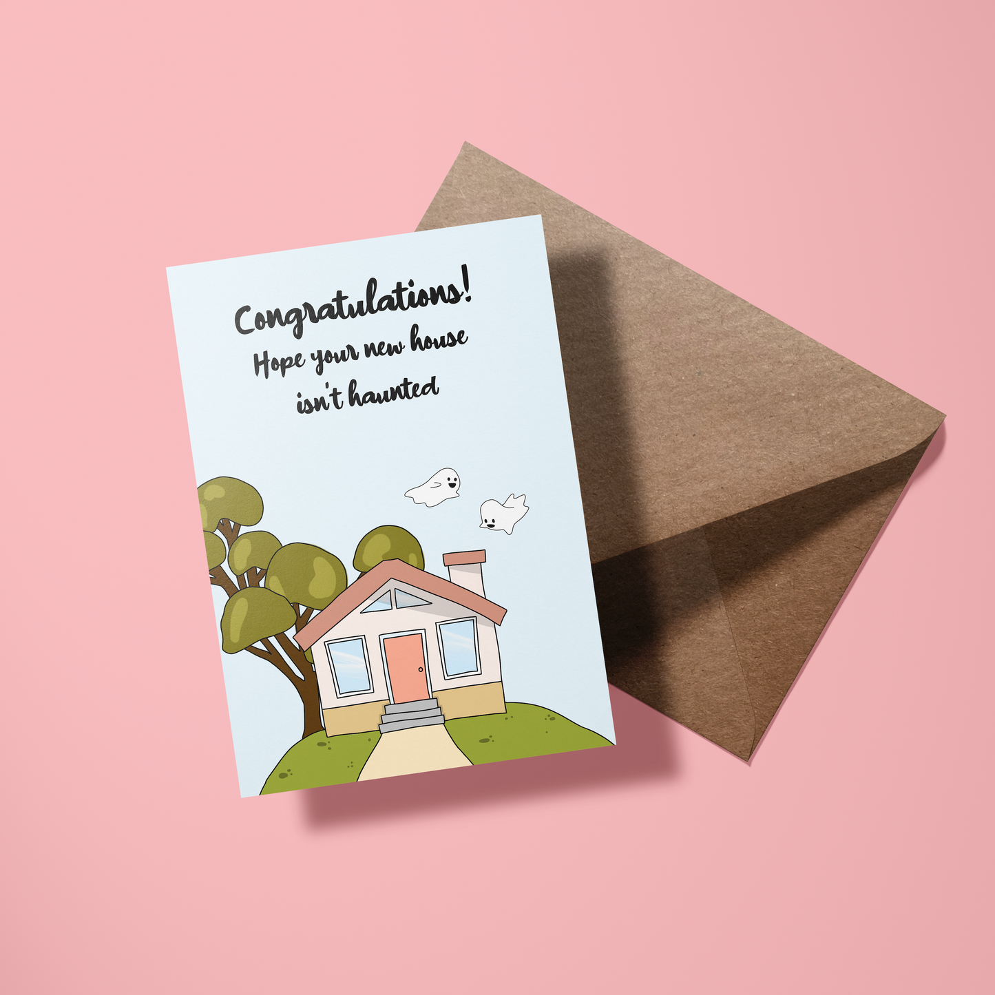 Wenskaart Nieuwe woonst - Haunted house