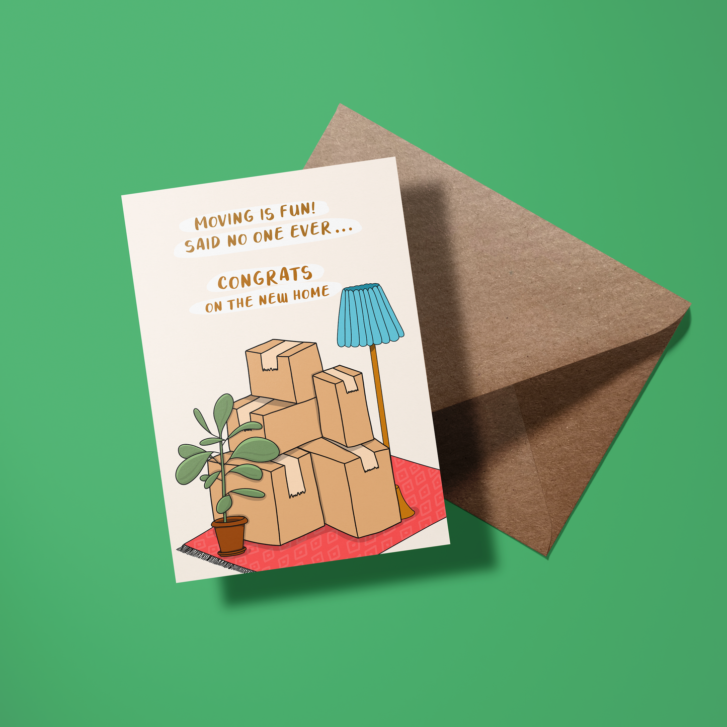 Wenskaart Nieuwe woonst - Moving boxes