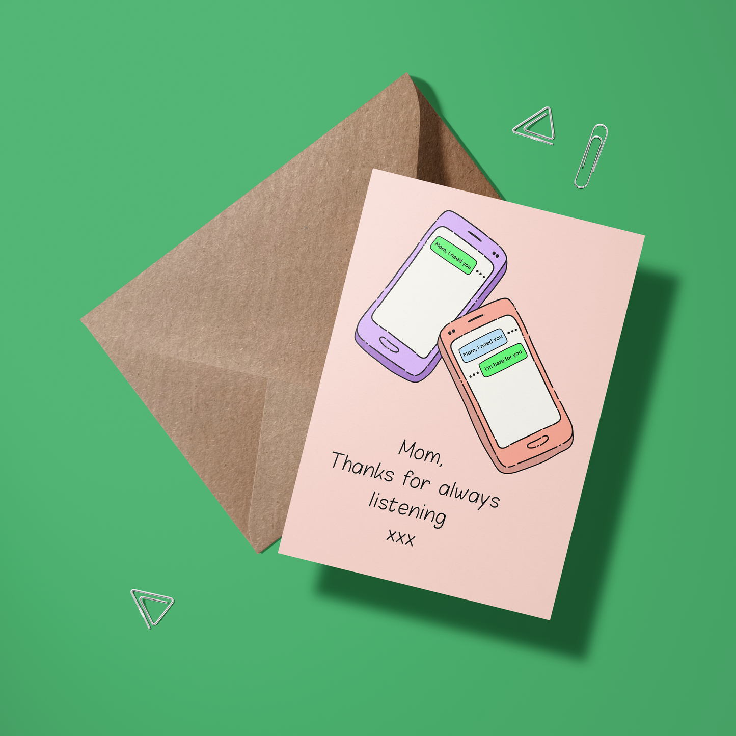 Wenskaart moeder - Mom always listening