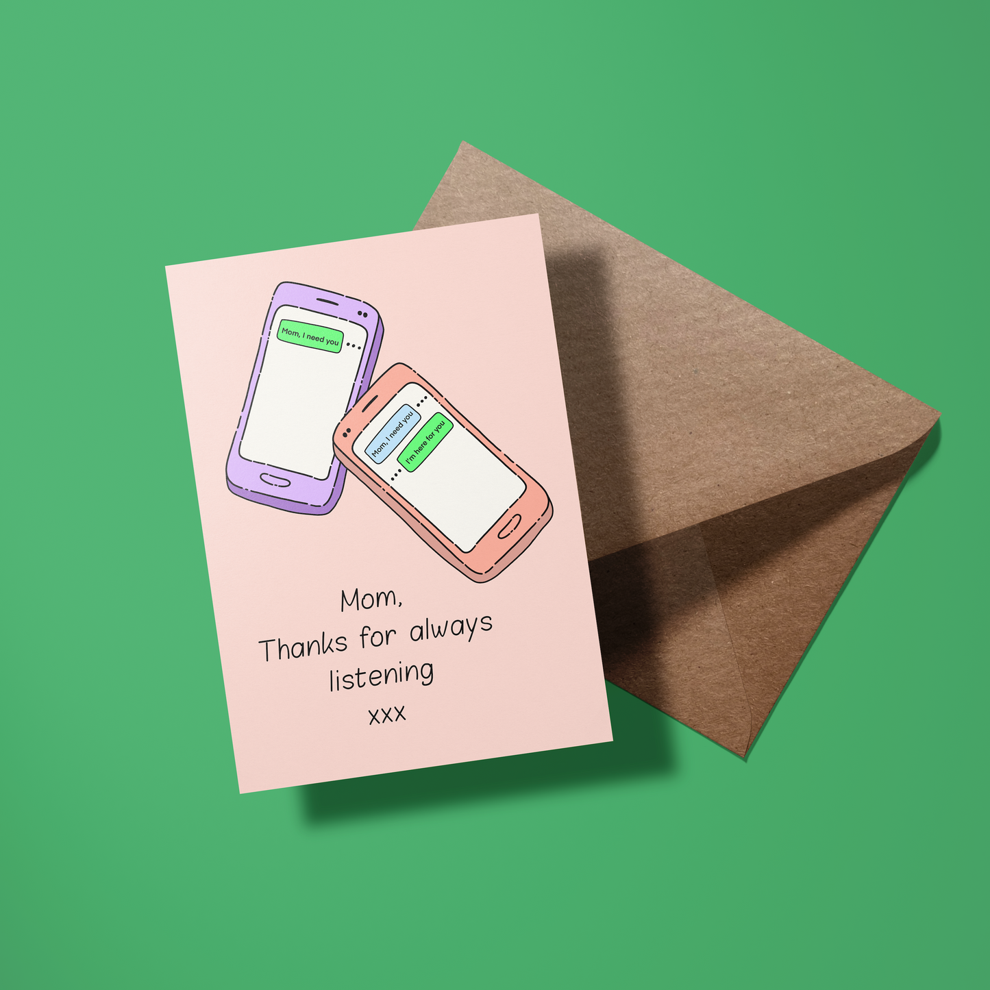 Wenskaart moeder - Mom always listening