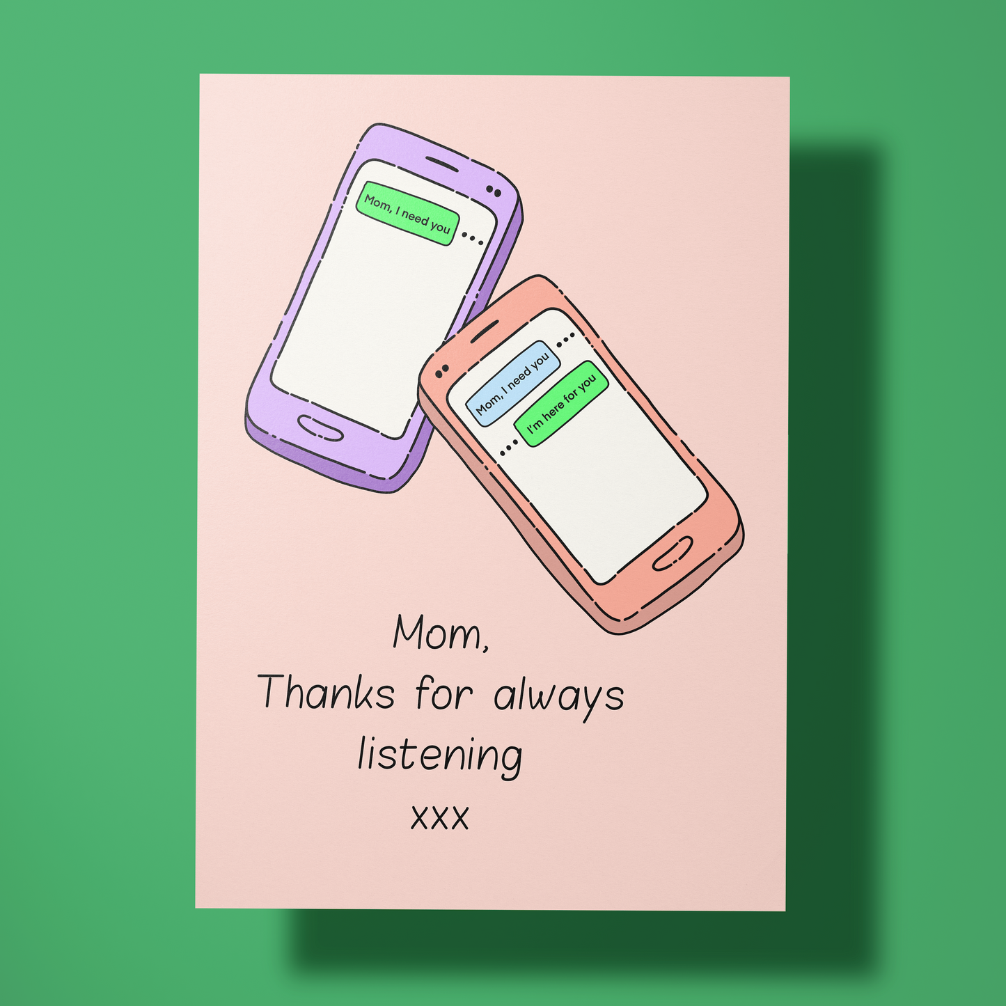 Wenskaart moeder - Mom always listening