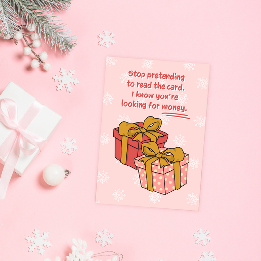 Wenskaart kerst - Looking for money