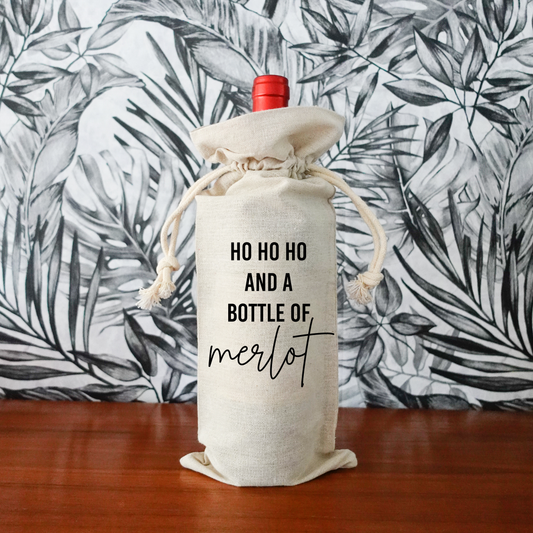 Geschenkverpakking fles - Ho ho ho and a bottle of Merlot
