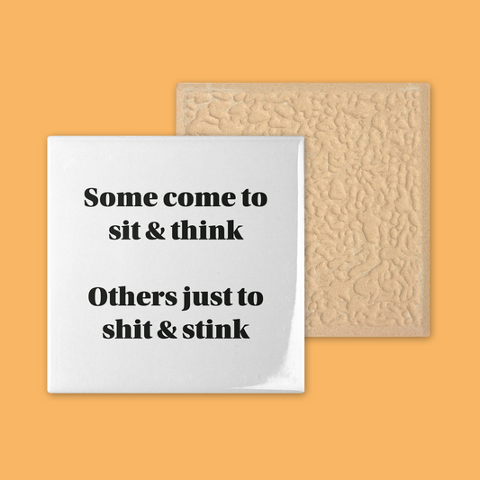 Grappige keramische tegel toilet en badkamer decoratie - Sit & think (wit)