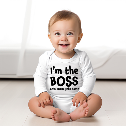 Romper lange mouw - I'm the boss until mom gets home