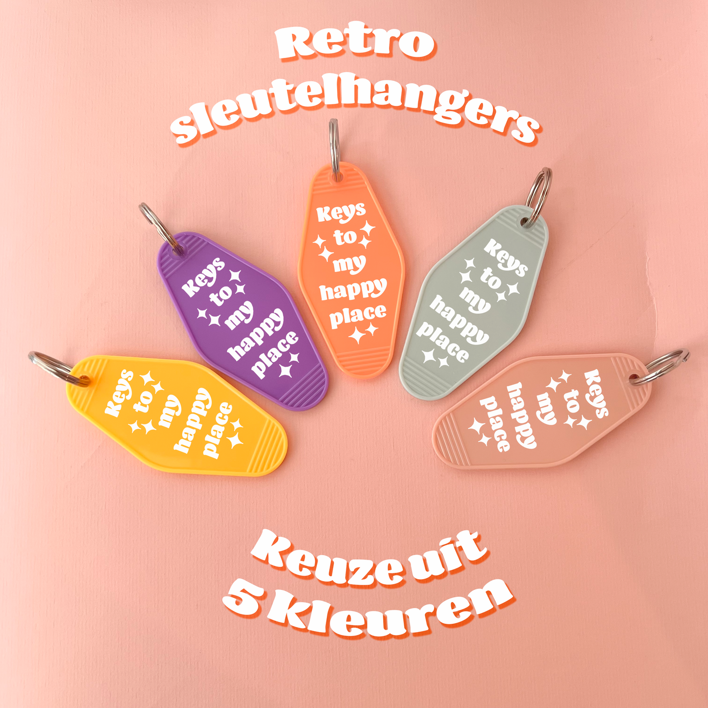 Retro sleutelhanger - Keys to my happy place