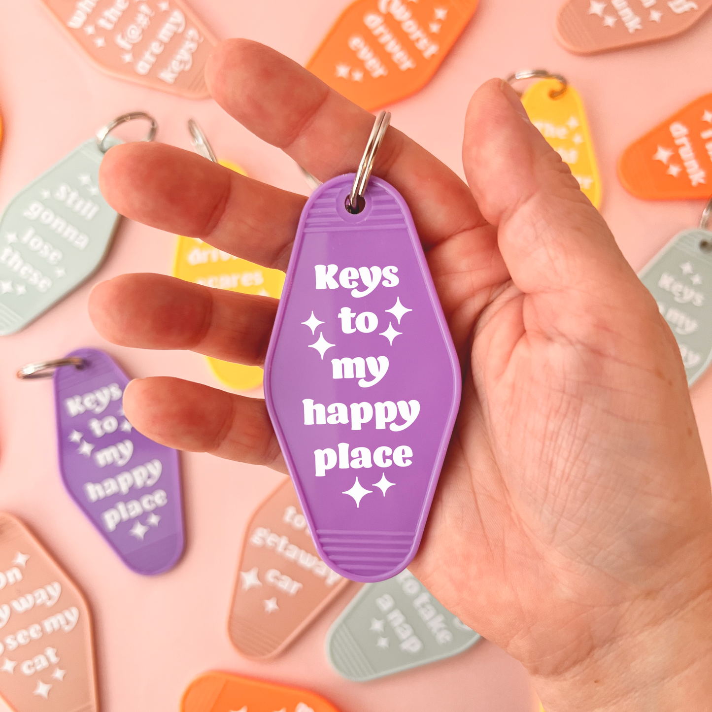 Retro sleutelhanger - Keys to my happy place