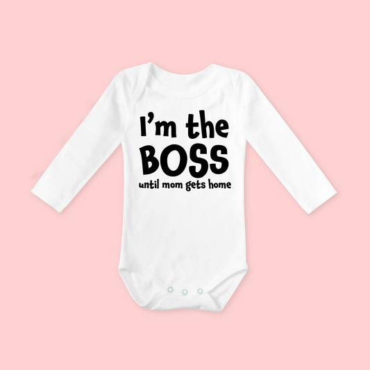 Romper lange mouw - I'm the boss until mom gets home