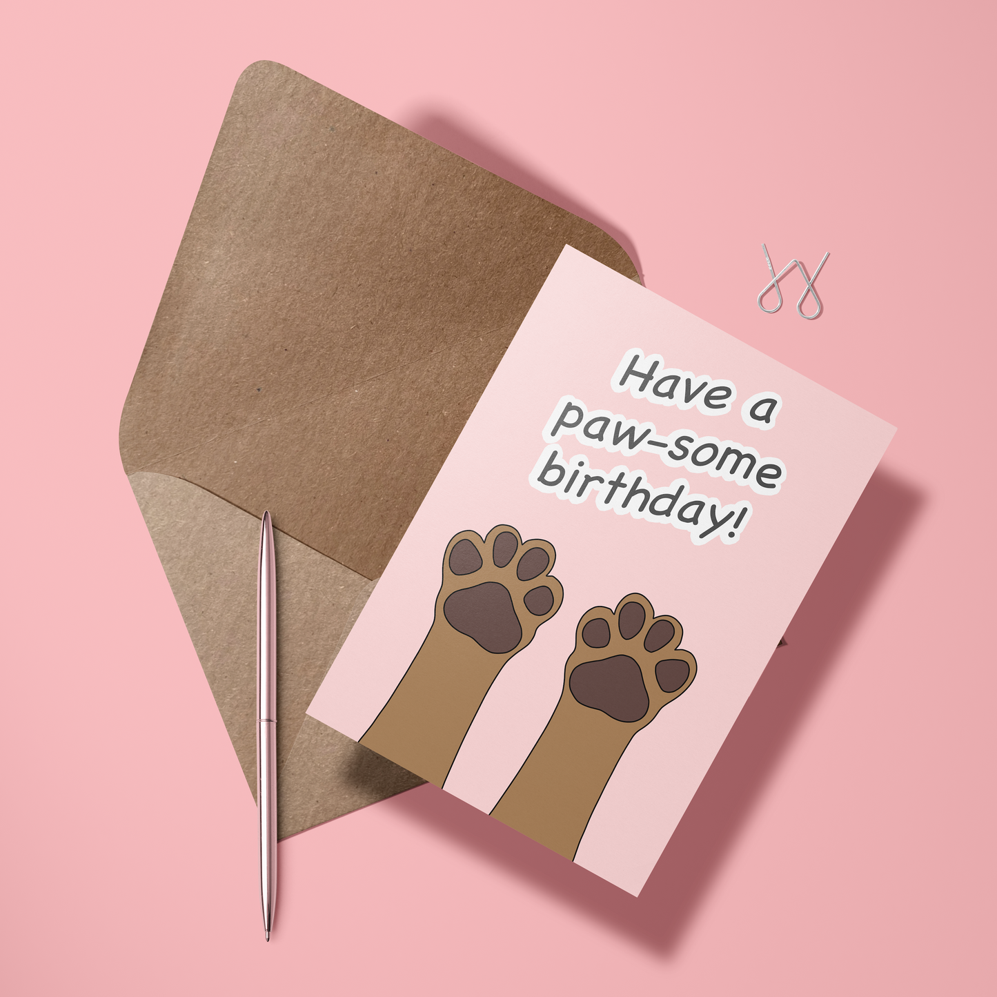 Wenskaart verjaardag - Pawsome birthday hondenpoot