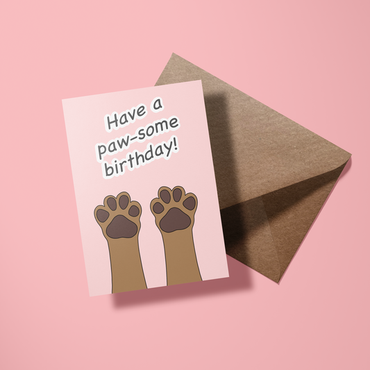 Wenskaart verjaardag - Pawsome birthday hondenpoot