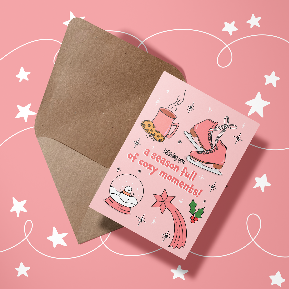 Wenskaart kerst - Wishing you a season full cozy moments