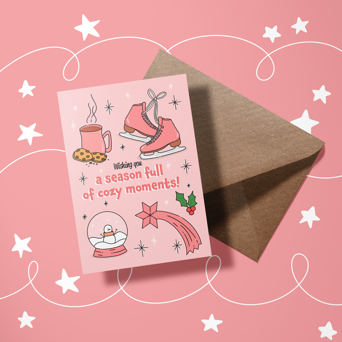 Wenskaart kerst - Wishing you a season full cozy moments