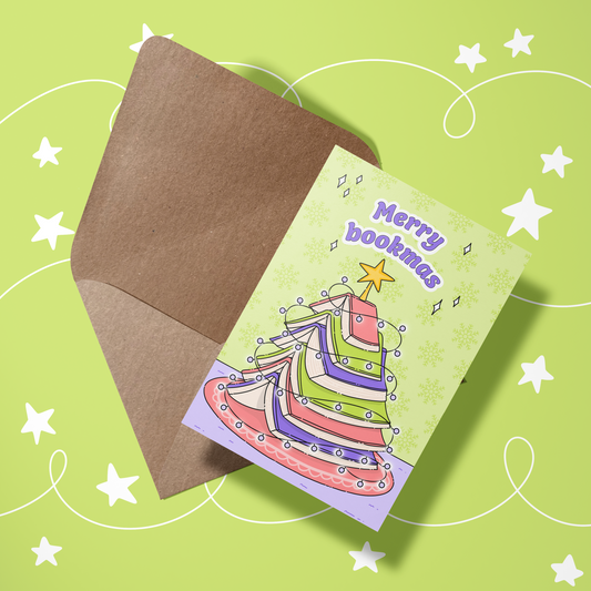 Wenskaart kerst - Merry bookmas