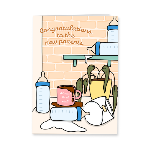 Wenskaart geboorte - Always tired club