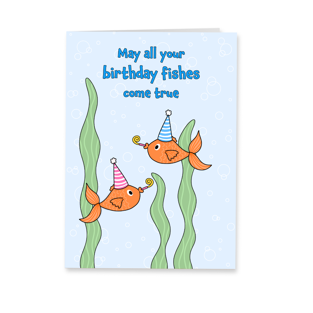Wenskaart verjaardag - Birthday fishes