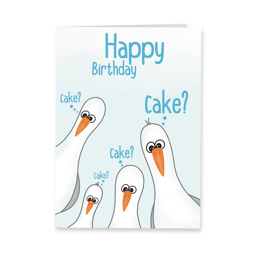 Wenskaart verjaardag - Meeuw cake