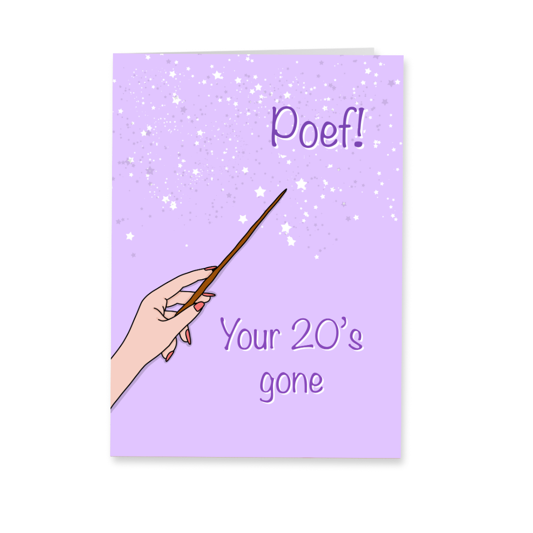 Wenskaart verjaardag - Poef 20's