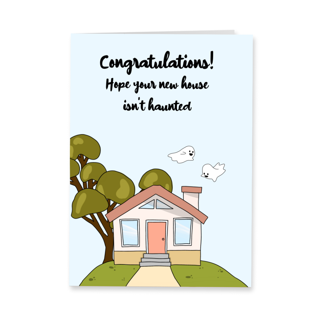 Wenskaart Nieuwe woonst - Haunted house