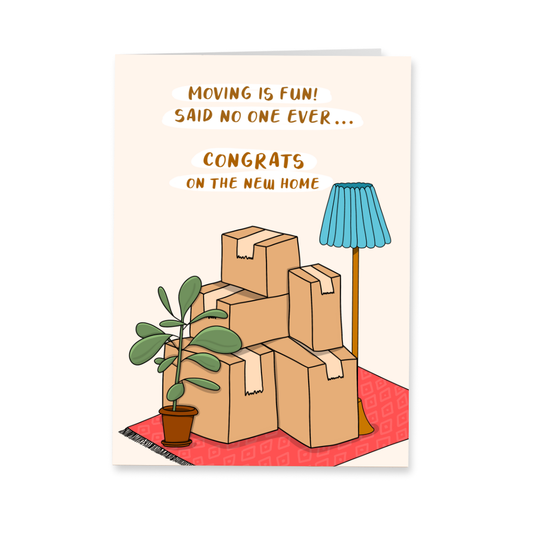 Wenskaart Nieuwe woonst - Moving boxes