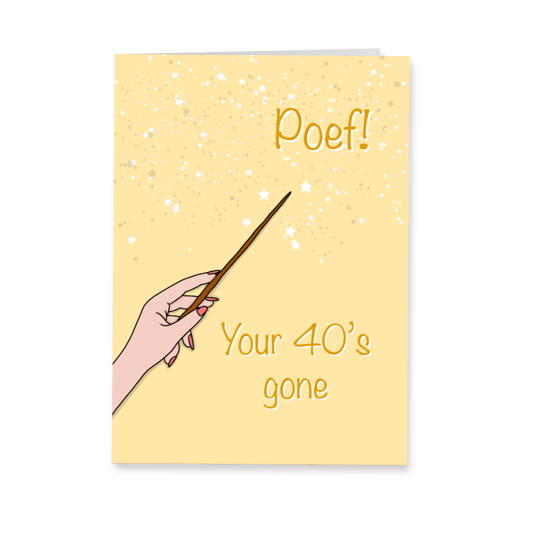 Wenskaart verjaardag - Poef 40's