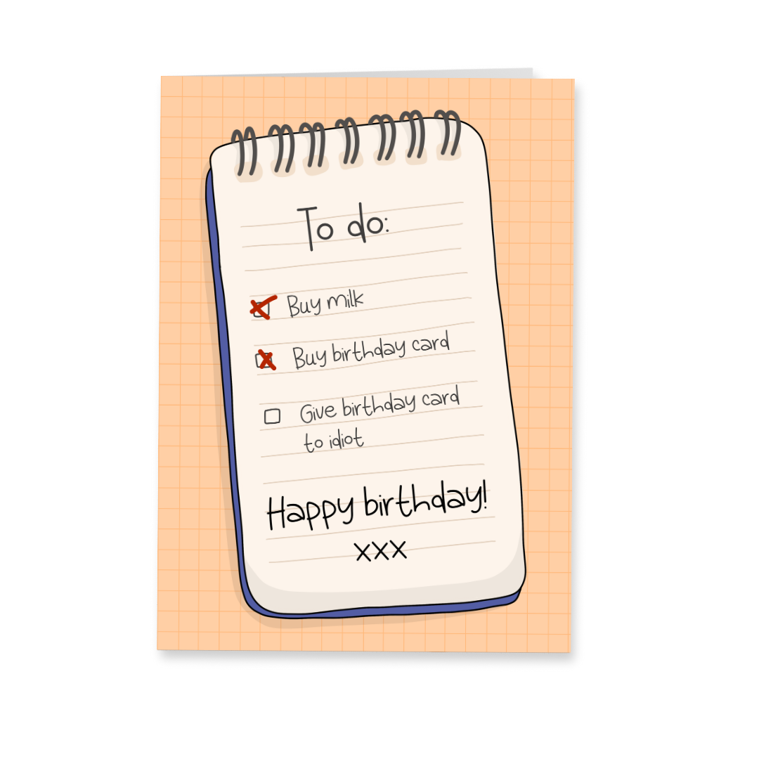 Wenskaart verjaardag - To do lijst