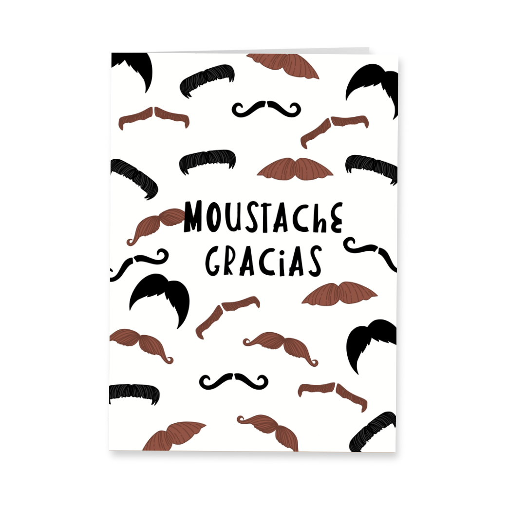 Wenskaart bedankt - Moustache gracias bedankkaart