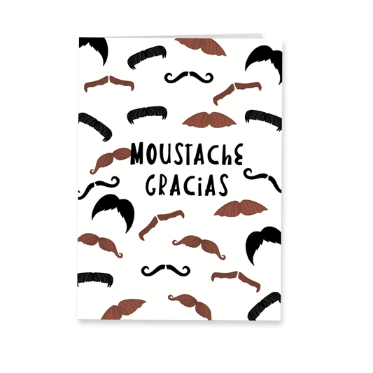 Wenskaart bedankt - Moustache gracias bedankkaart