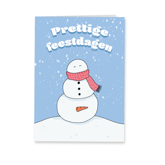 Wenskaart kerst - Sneeuwman