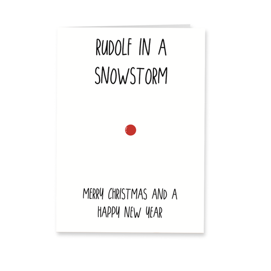 Wenskaart kerst - Rudolf in a snowstorm