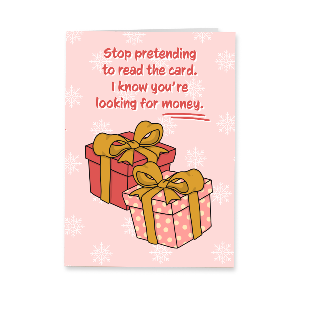 Wenskaart kerst - Looking for money