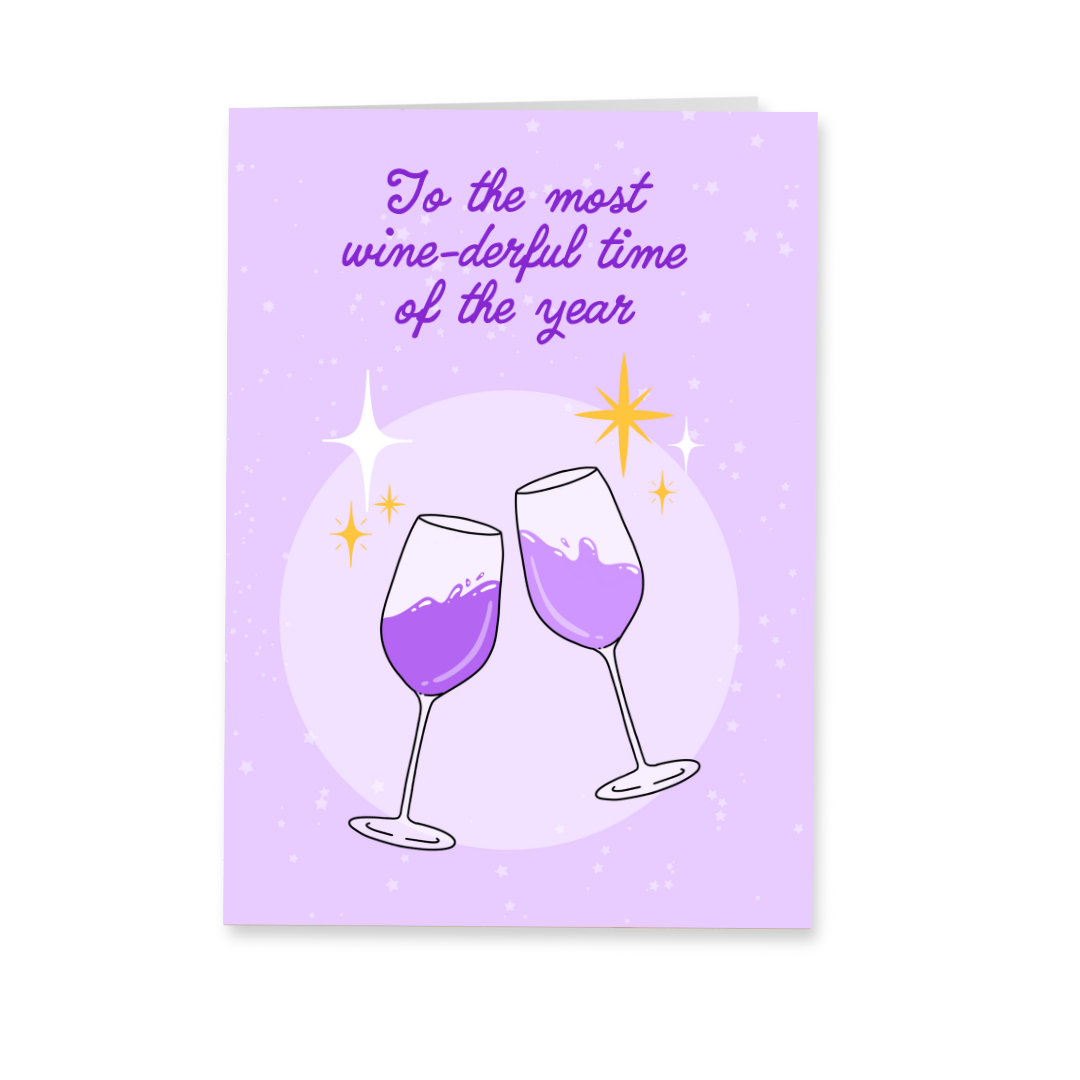Wenskaart kerst - Wine-derful time
