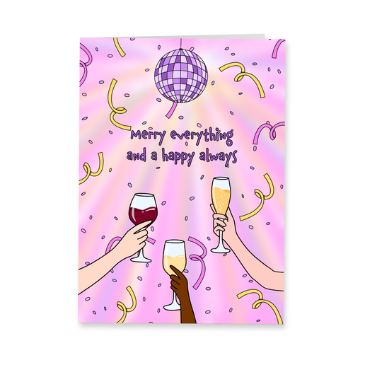 Wenskaart kerst - Merry everything and a happy always