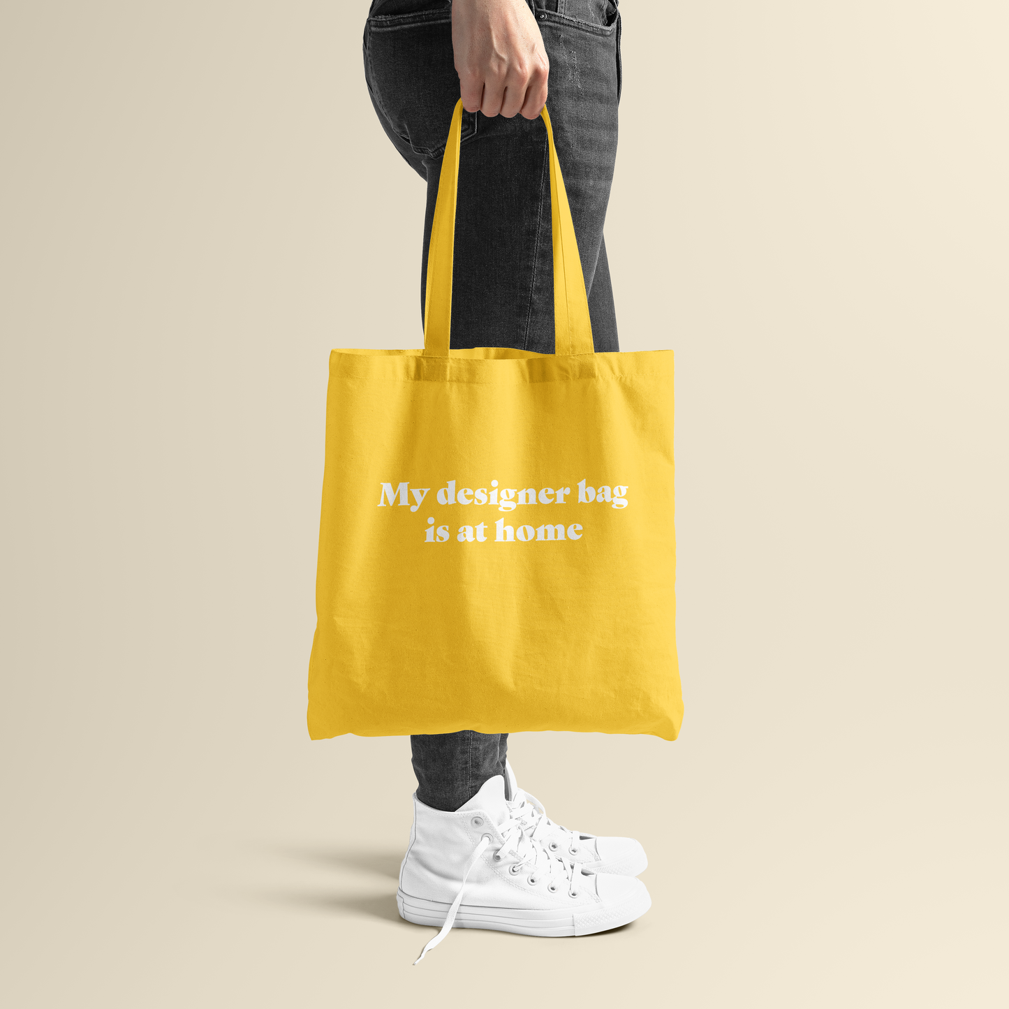 Totebag - My designer bag is at home - Zonnebloem geel