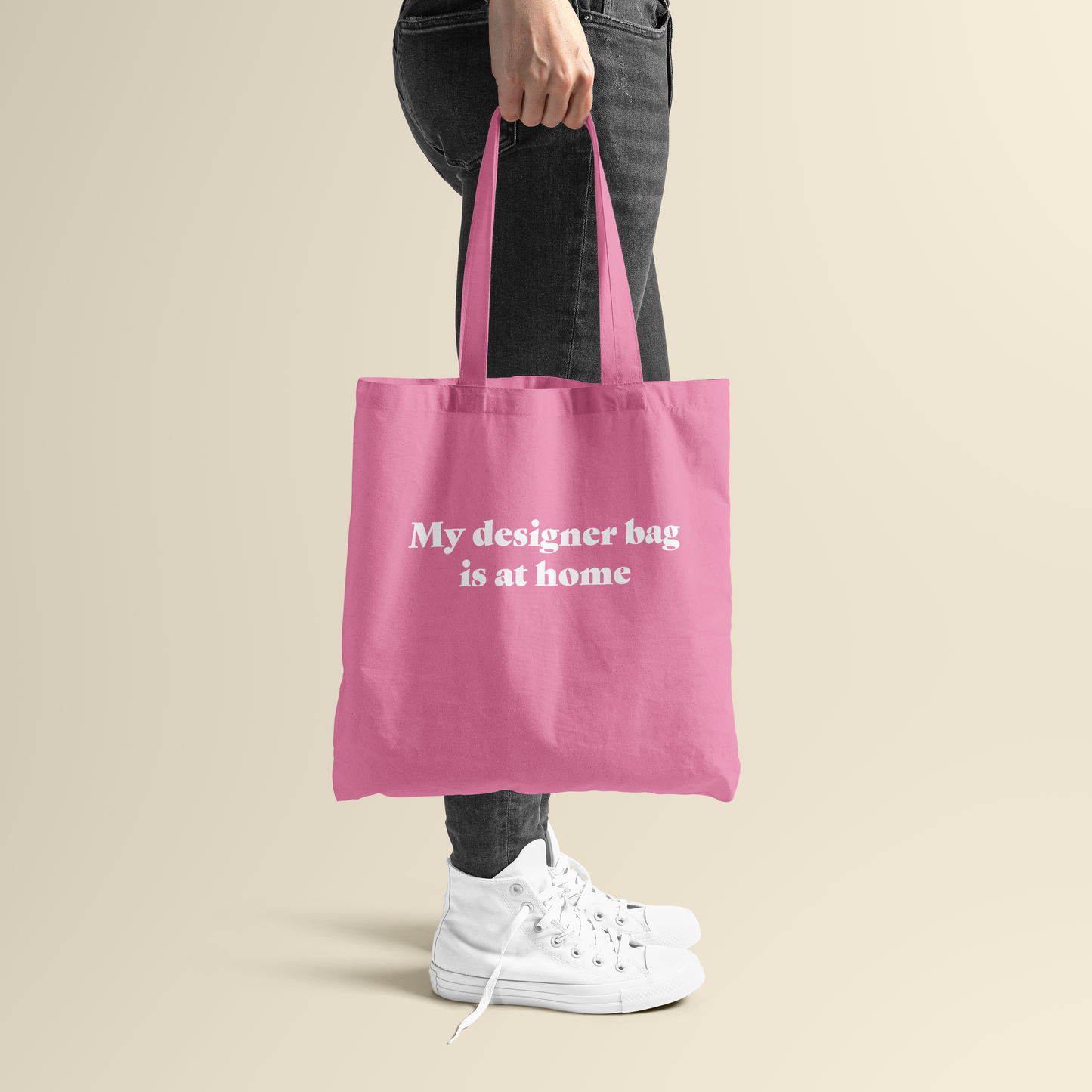 Tote bag - My designer bag is at home - Roze