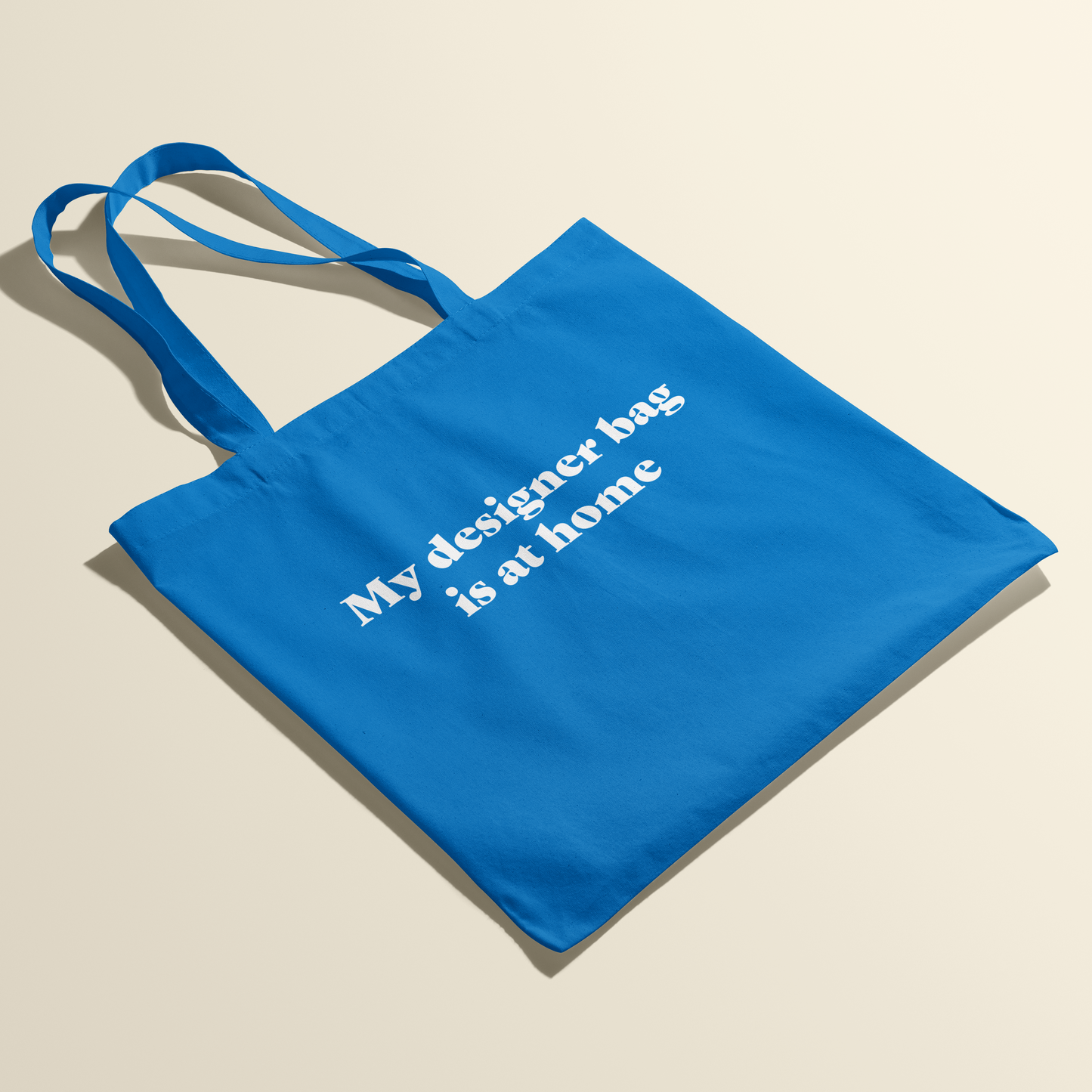 Totebag - My designer bag is at home - Korenbloem blauw