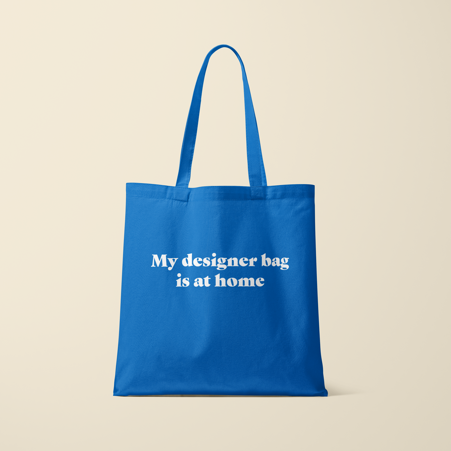 Totebag - My designer bag is at home - Korenbloem blauw