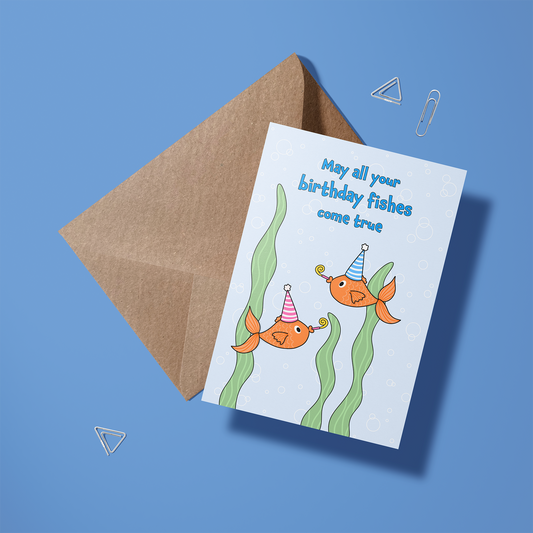 Wenskaart verjaardag - Birthday fishes