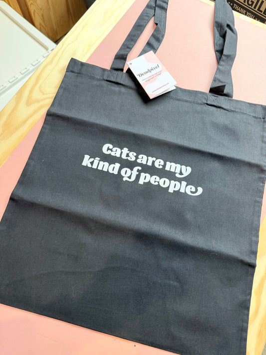 Tote bag - Cats are my kind of people - zwart