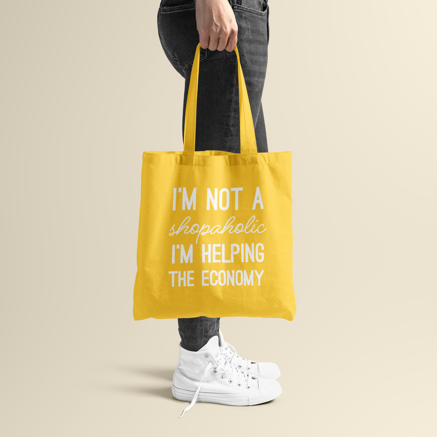 Tote bag - I'm not a shopaholic - Zonnebloem geel