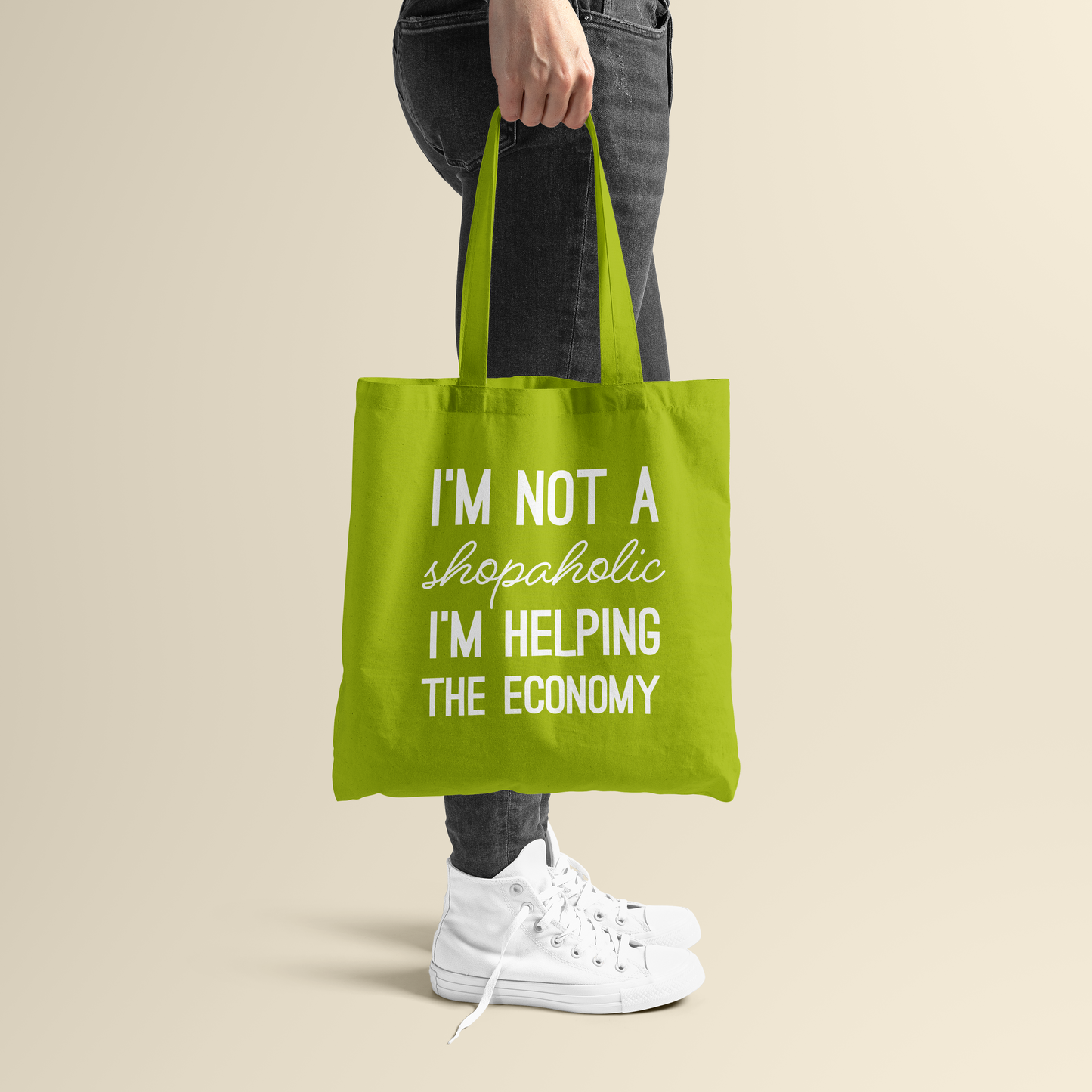 Tote bag - I'm not a shopaholic - Kiwi groen