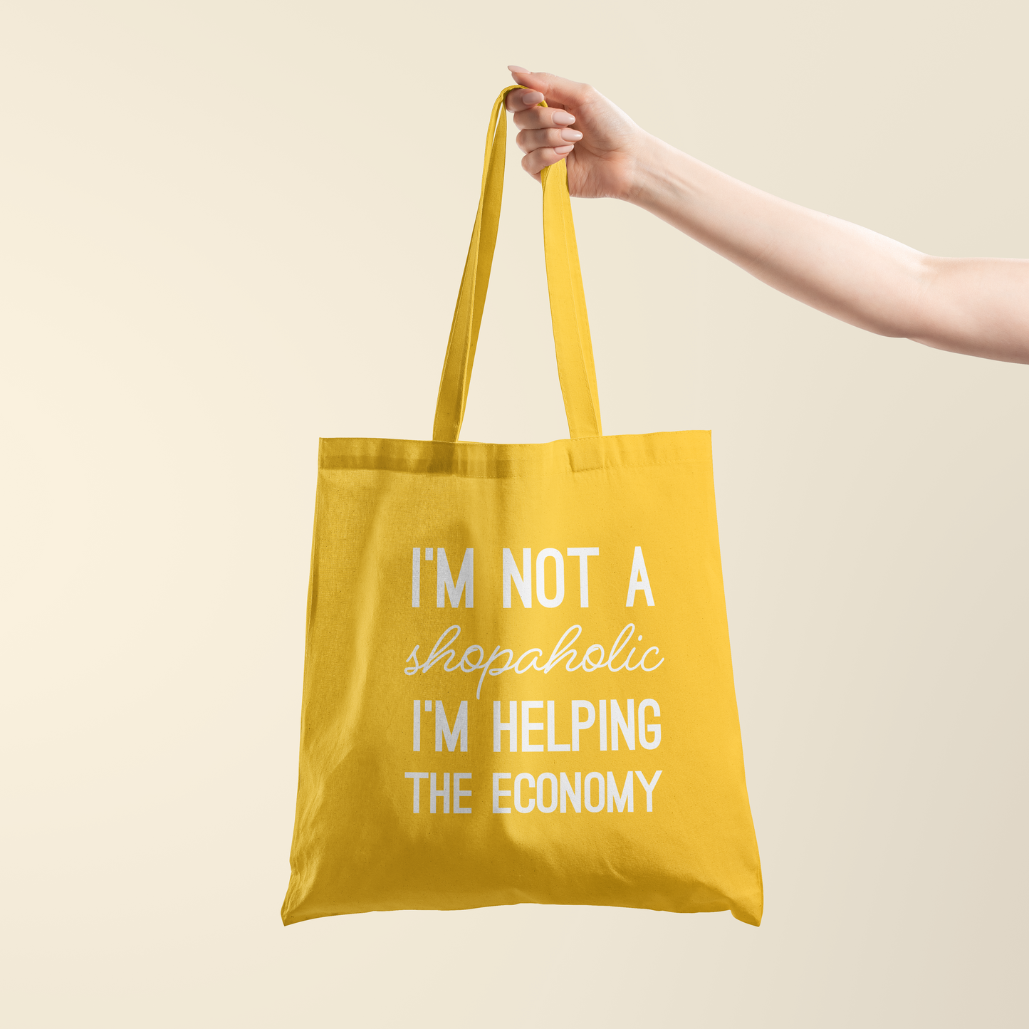 Tote bag - I'm not a shopaholic - Zonnebloem geel